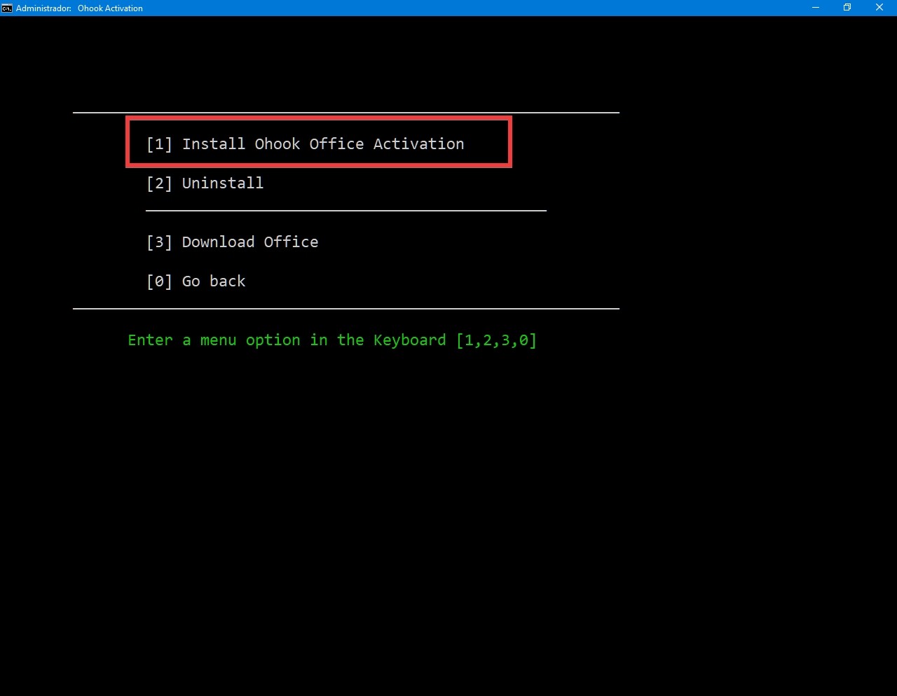 selecciona install ohook